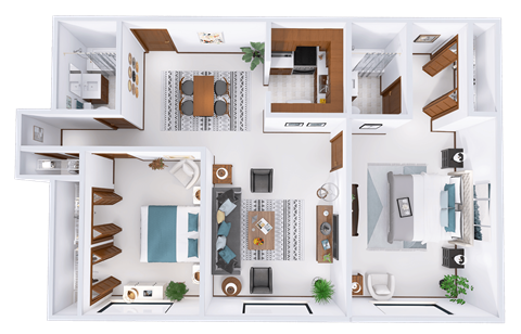 Floor plan for 2 beds, 2 baths, 1200 sqft